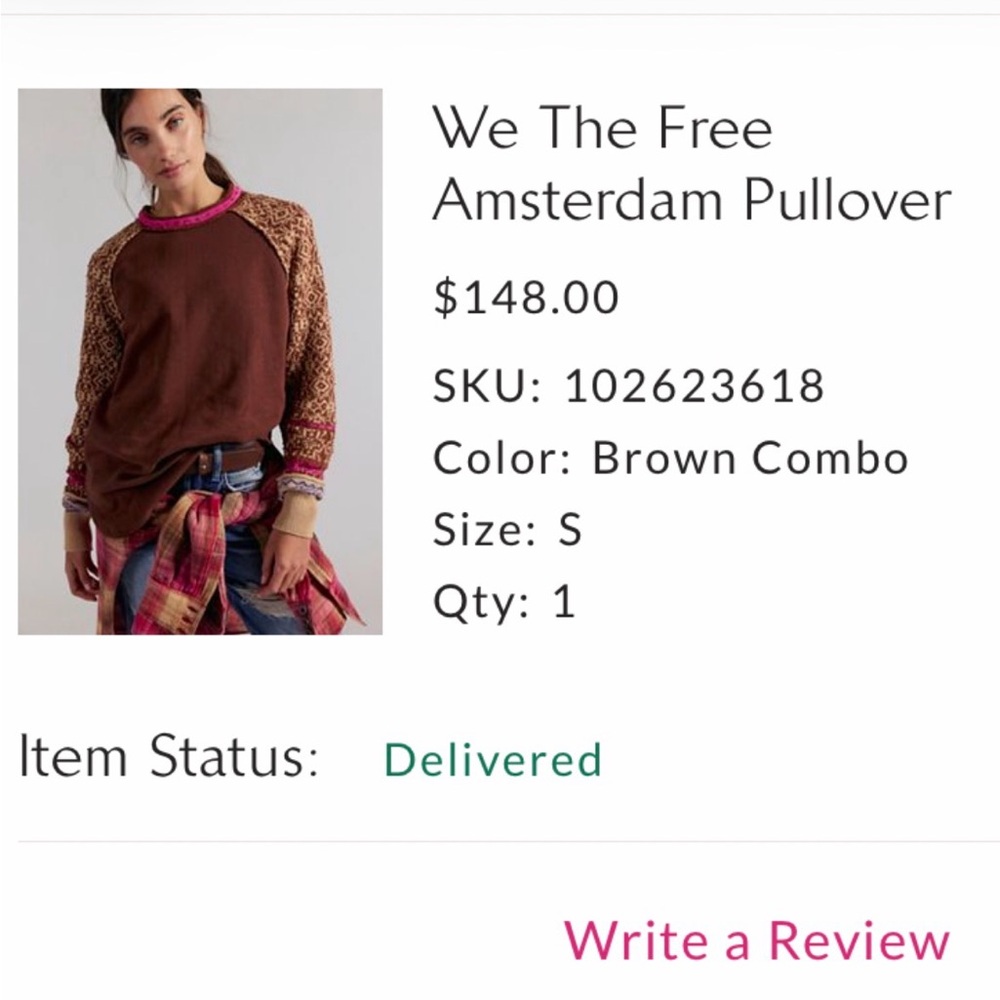We the free Amsterdam pullover NWOT